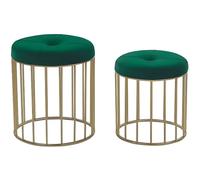 Beliani - Set de 2 poufs gigognes en velours vert foncé LUBBOCK