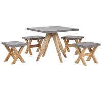 Beliani - Set de Jardin 4 Places - Olbia - Table et 4 Tabourets, en Fibre-ciment