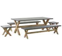 Beliani - Set de Jardin 8 Places - Olbia - Table, 2 tabourets et 2 Bancs, en Fib
