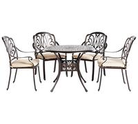 Beliani Set de Jardin Table et 4 Chaises Aluminium Marron Cuivre Coussins Beiges Ancona