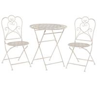 Ensemble de Jardin ou Terrasse Set 2 Chaises Pliantes et Petite Table Assortie en Métal Beige Design Classique et Romantique Beliani