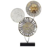 Beliani Statuette Figurine Décorative en Métal Doré et Argenté en Forme de 3 Cercles Idéale pour Embellir Un Intérieur au Style Moderne et Industriel