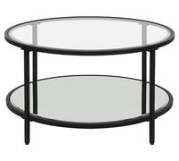 Beliani Table à Café Moderne Ronde Noire à Plateau en Verre ø 70 cm Cadre en Acier Birney