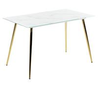 Table à manger en verre et acier effet marbre et doré MULGA