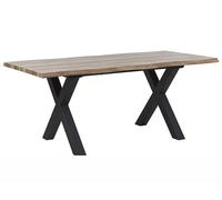 Beliani Table à Manger Extensible 140/180 x 90 cm Effet Bois Foncé et Métal pour Intérieur de Style Moderne Minimaliste ou Scandinave