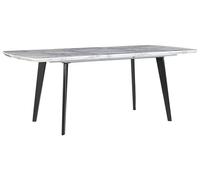 Beliani Table à Manger Extensible 160/200 x 90 cm Plateau Effet Marbre Blanc et Pieds Acier Noir Design Glamour pour Intérieur Rétro ou Moderne