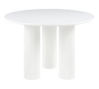 Beliani Table à Manger Ronde Pieds en Colonnes Cannelés Style Minimaliste MDF 120 cm Blanche Tulemalu