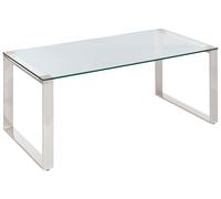 Beliani Table Basse Argentée en Verre Trempé et Acier Inoxydable 50 x 40 cm Moderne Tilon