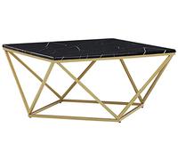 Table Basse Effet Marbre Noir Avec Pieds Dorés Malibu Noir