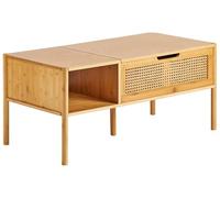 Beliani Table Basse Boho en Bambou avec Rangement 99 x 48 cm Relevable Meuble de Salon Naturel Surrey