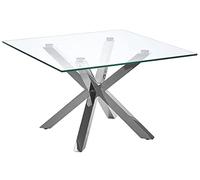 Beliani Table Basse Carrée 70 x 70 cm cm avec Plateau en Verre et Pieds Argentés Glamour et Tendance pour Salon Moderne et Tendance