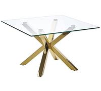 Table Basse En Verre Avec Pieds Dorés 70 X 70 Cm Starlight Doré