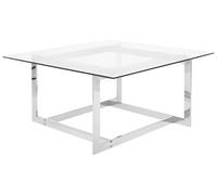 Table basse argentée en verre CRYSTAL
