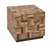 Beliani Table Basse d'Appoint 45 x 45 cm en Bois de Teck Clair et Foncé Bloc Inspiration Vintage pour Salon ou Chambre Contemporaine ou Scandinave