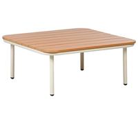 Beliani Table Basse de Jardin en Bois Synthétique 74 x 74 cm Structure en Métal Plateau à Lattes Bois Clair Senise