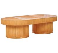 Beliani Table Basse de Jardin en Rotin 150 x 70 cm Extérieur Terrasse Bois Clair Airole