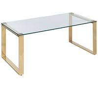 Beliani Table Basse Dorée en Verre Trempé et Acier Inoxydable 50 x 40 cm Moderne Tilon