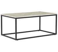 Beliani Table Basse Rectangulaire avec Plateau Effet Marbre Blanc en MDF et Cadre en Métal Noir au Style Moderne et Glamour