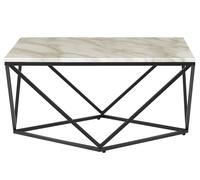 Beliani - Table Basse Effet Marbre - Malibu - 80x80 cm, en MDF et Métal, Blanc e