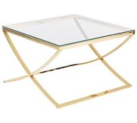 Beliani Table Basse en Acier INOX Doré Finition Brillante et Verre de Sécurité 45 x 70 cm Max 20 Kg Ringgold