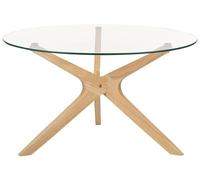 Beliani Table Basse en Verre de Sécurité et Bois d'Hévéa Laqué Clair Scandinave Valley