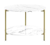Beliani Table Basse Moderne avec Étagère Pieds en Métal Effet Marbre Blanc Doré Reva