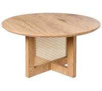 Beliani Table Basse Moderne en MDF et Rotin 80 cm Meuble de Salon Marron Clair Karlo