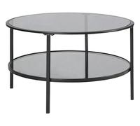 Beliani Table Basse Moderne en Verre Trempé 80 cm Tablette en Fer Noire Tellaka