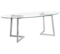 Beliani Table Basse Ovale avec Plateau en Verre et Cadre en Métal Argenté au Style Moderne et Glamour