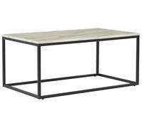 Beliani Table Basse Rectangulaire avec Plateau Effet Marbre Blanc en MDF et Cadre en Métal Noir au Style Moderne et Glamour