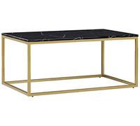 Beliani Table Basse Rectangulaire avec Plateau Effet Marbre Noir en MDF et Cadre en Métal Doré au Style Moderne et Glamour