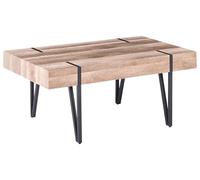 Beliani Table Basse Rectangulaire avec Plateau en MDF Effet Bois Clair et Pieds Noirs pour Salon au Style Moderne et Industriel