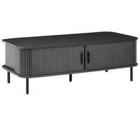 Beliani Table Basse Retro 120 x 60 cm Pieds en Métal Espace de Rangement Portes Coulissantes MDF Noir Bradley