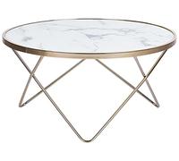 Table Basse Meridian Effet Marbre Doré Blanc