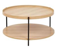 Beliani Table Basse Ronde Moderne Cadre Métallique et Étagère Ronde Bois Clair Lander