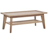 Beliani Table Basse Rustique Étagère Bois d'Ingénierie Rotin Bois Clair Simla