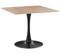 Beliani Table Bois Clairavec Plateau Carré 90 x 90 cm en MDF et Pied Unique en Métal Noir Salle à Manger Cuisine Moderne et Scandinave