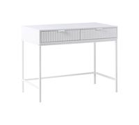 Beliani Table Console à 2 Tiroirs Design Cannelé MDF Blanc Adelaide