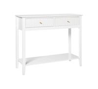 Beliani Table Console avec 2 Tiroirs et Etagère en MDF Blanc et Poignées Dorées Assisi
