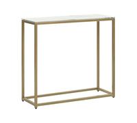 Beliani Table Console avec Plateau en Verre Effet Marbre et Structure en Métal Doré Coiffeuse au Design Industriel pour Intérieur Moderne ou Rétro