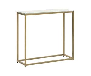 Beliani Table Console avec Plateau en Verre Effet Marbre et Structure en Métal Doré Coiffeuse au Design Industriel pour Intérieur Moderne ou Rétro