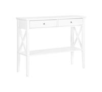 Beliani Table Console Blanche en Bois et MDF avec 2 Tiroirs et Une Etagère de Style Moderne pour Intérieur Scandinave ou Classique