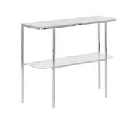 Beliani Table Console en Verre Effet Marbre Blanc Pieds Métalliques Argenté Glam Calvert
