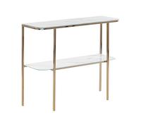 Beliani Table Console en Verre Effet Marbre Blanc Pieds Métalliques Dorés Glam Calvert