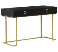 Beliani Table Console Noire et Dorée avec 2 Tiroirs Poignées Design Idéale comme Coiffeuse ou Bureau pour Chambre ou Salon Glamour