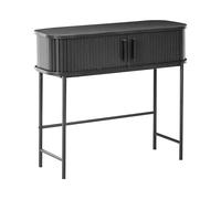 Beliani Table Console Rétro 80 x 30 cm Pieds en Métal Porte Coulissante MDF Noir Bradley
