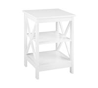 Beliani Table d'Appoint Carrée 40 x 40 cm en MDF Blanc avec Espace de Rangement pour Salon de Style Traditionnel Scandinave et Moderne
