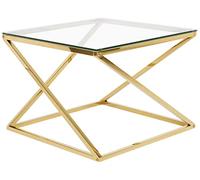 Beliani Table d'Appoint Carrée 60 cm avec Plateau en Verre et Cadre en Métal Doré au Style Moderne et Glamour
