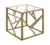 Beliani Table d'Appoint Carrée avec Plateau en Verre et Cadre en Métal Doré pour Salon ou Chambre au Style Moderne et Glamour