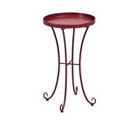 Beliani Table d'Appoint de Jardin Vintage en Métal Ronde 40 cm Rouge Bordeaux Cavinia
